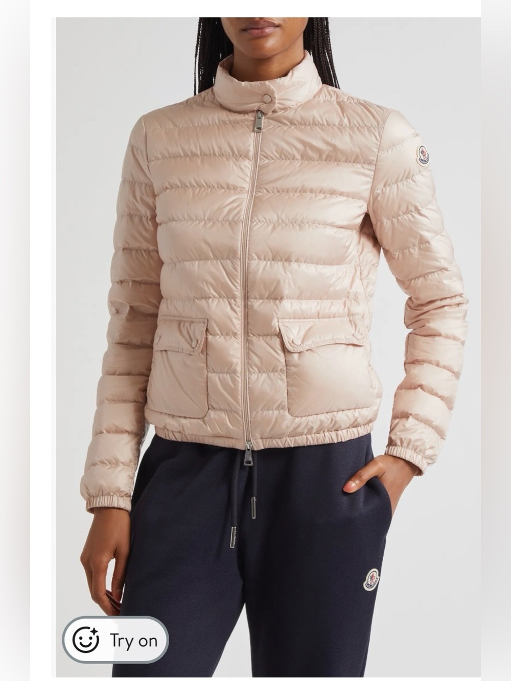 Moncler Lans Down Jacket Packable in Mother of Pearl , size 2 /Small